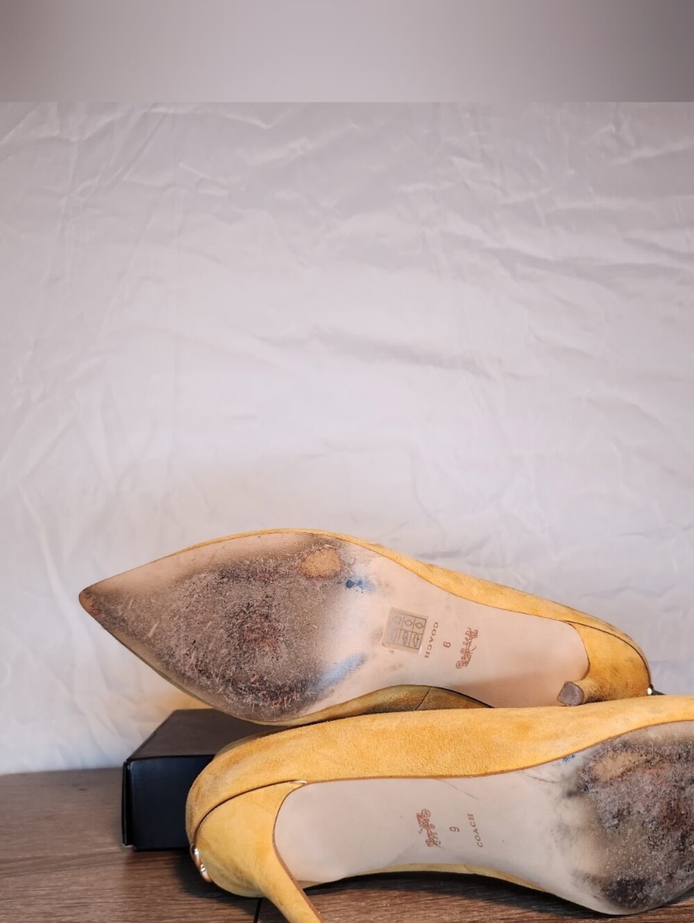 Coach Yellow Suede Pointed-Toe Heels - Picture 4 of 4
